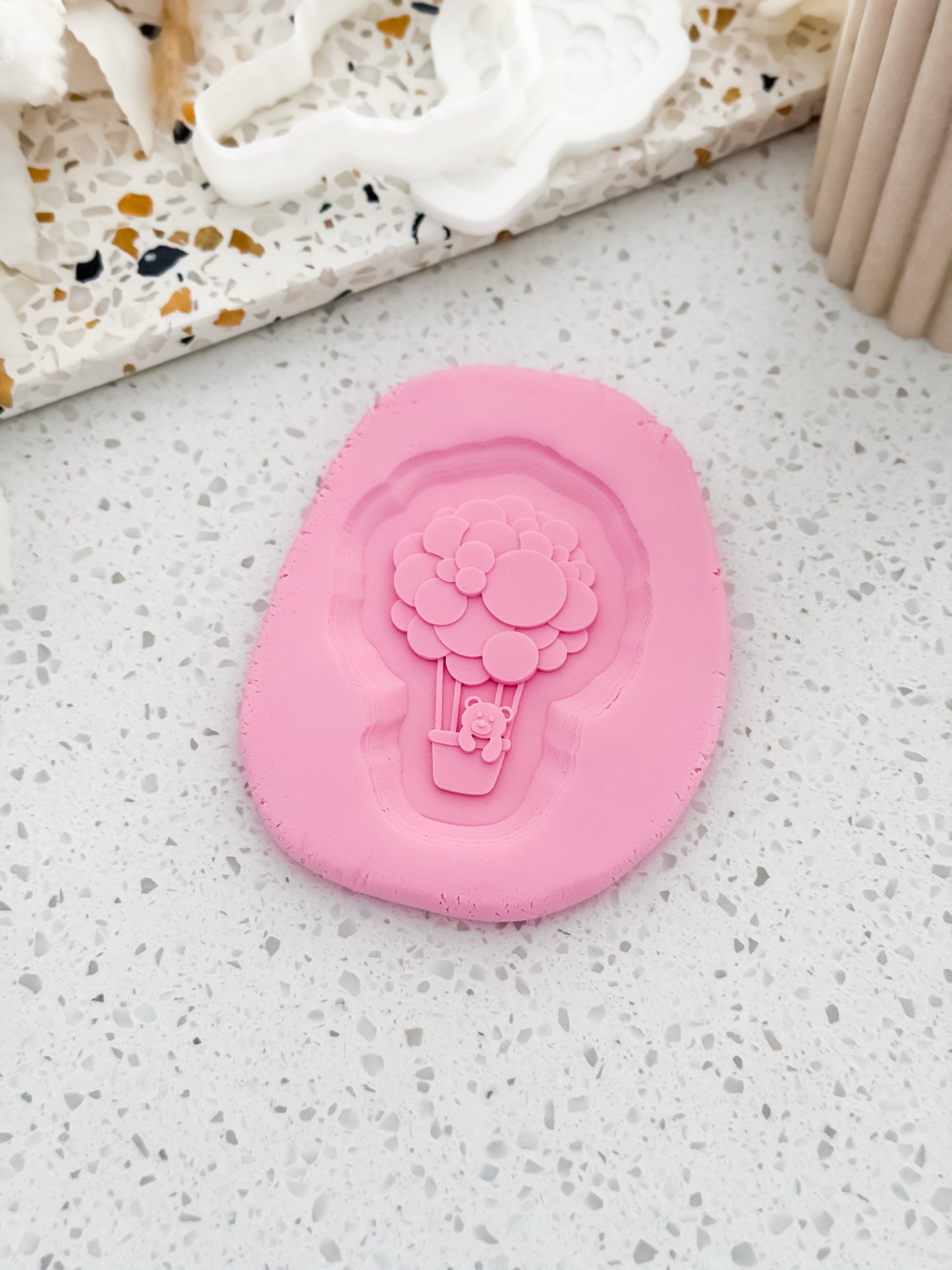 Bear In Hot Air Ballon Cookie Stamp & Cutter - Ideal for Fondant & Sugar Cookies