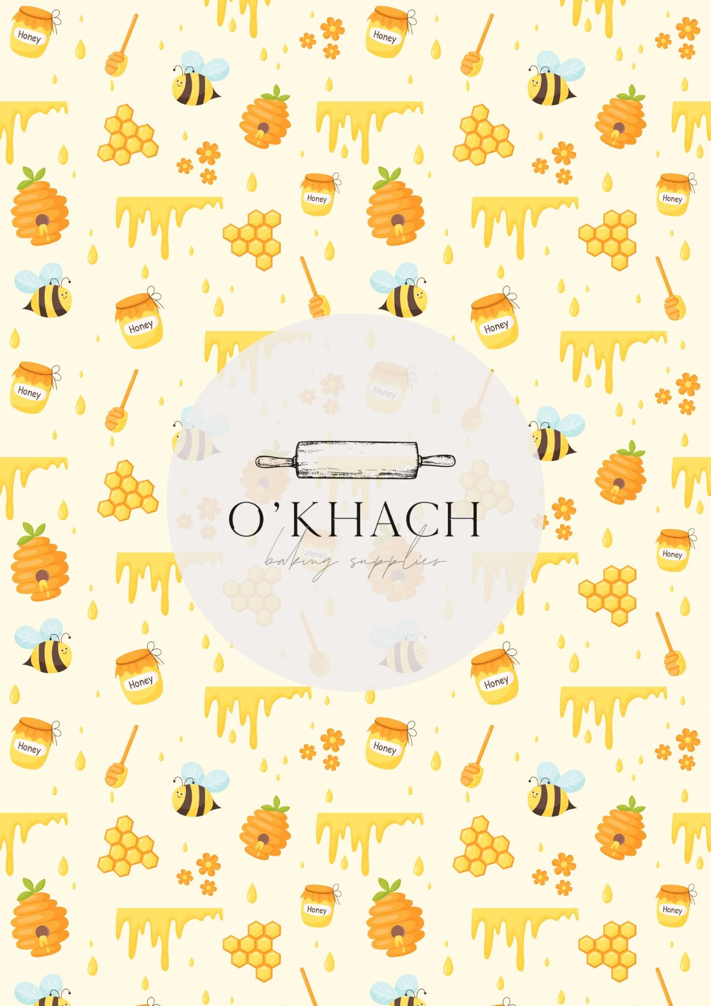 Bees & Honey Pattern No.6 - Digital Edible Image for Cakes & Cookies