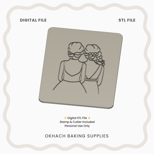 Bride & Bridesmaid Stamp – Digital STL File for 3D Printing