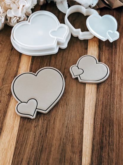 Two Hearts - Cookie Stamp & Cutter - Ideal for Fondant & Sugar Cookies