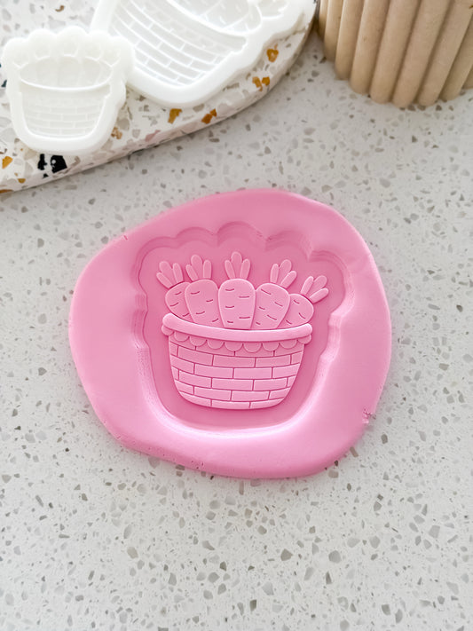 Carrot Basket Stamp & Cutter - Perfect for Fondant & Sugar Cookies