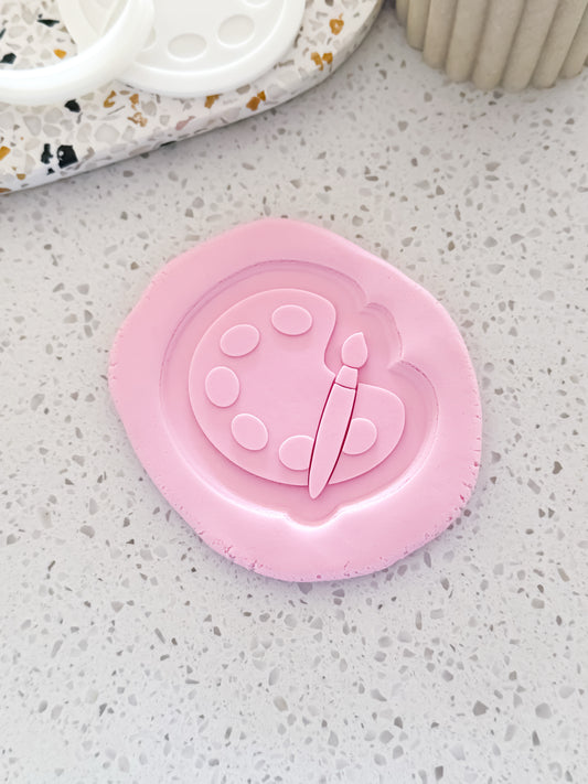 Paint Pallet (With Brush) Stamp & Cutter - Perfect for Fondant & Sugar Cookies