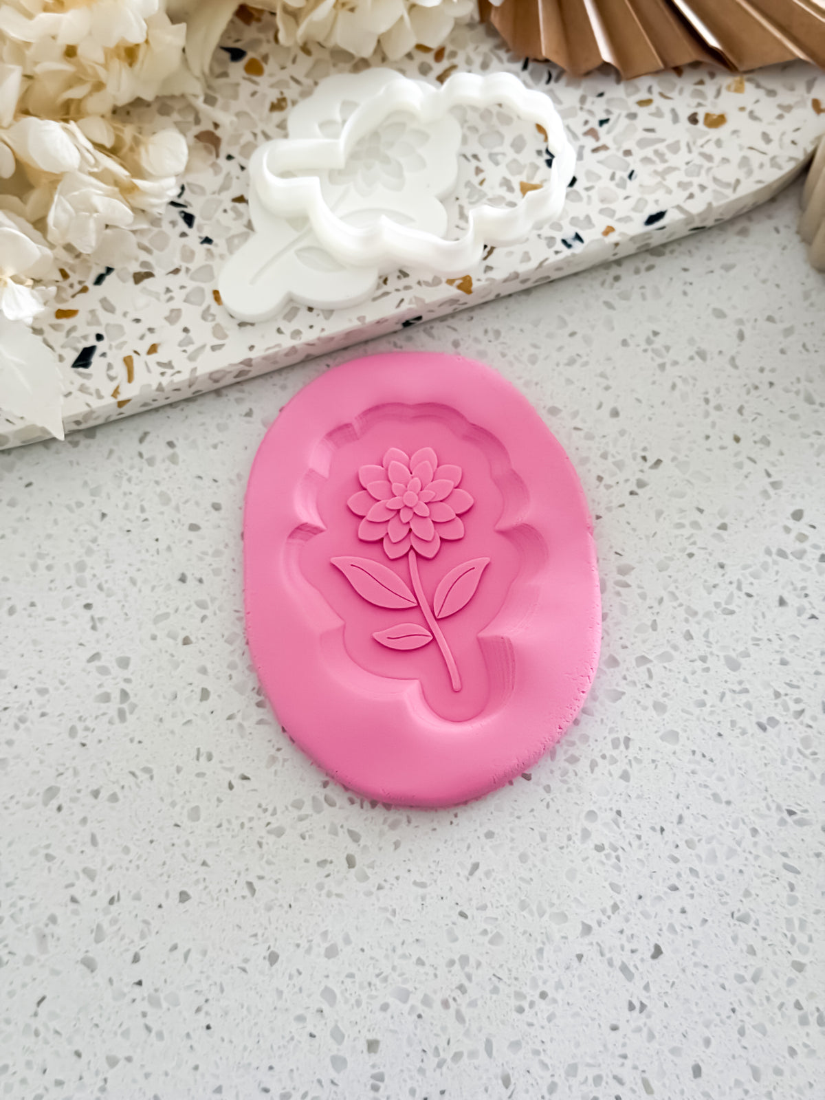 Dahlia Flower (Stem) Stamp & Cutter - Perfect for Fondant & Sugar Cookies