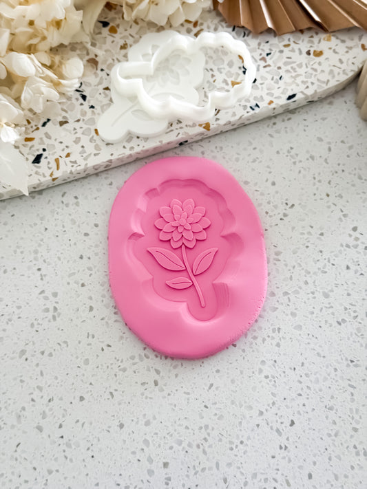 Dahlia Flower (Stem) Stamp & Cutter - Perfect for Fondant & Sugar Cookies