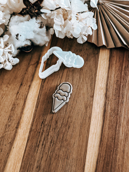 Mini Ice Cream (Triple Scoop) Stamp & Cutter - Perfect for Fondant & Sugar Cookies