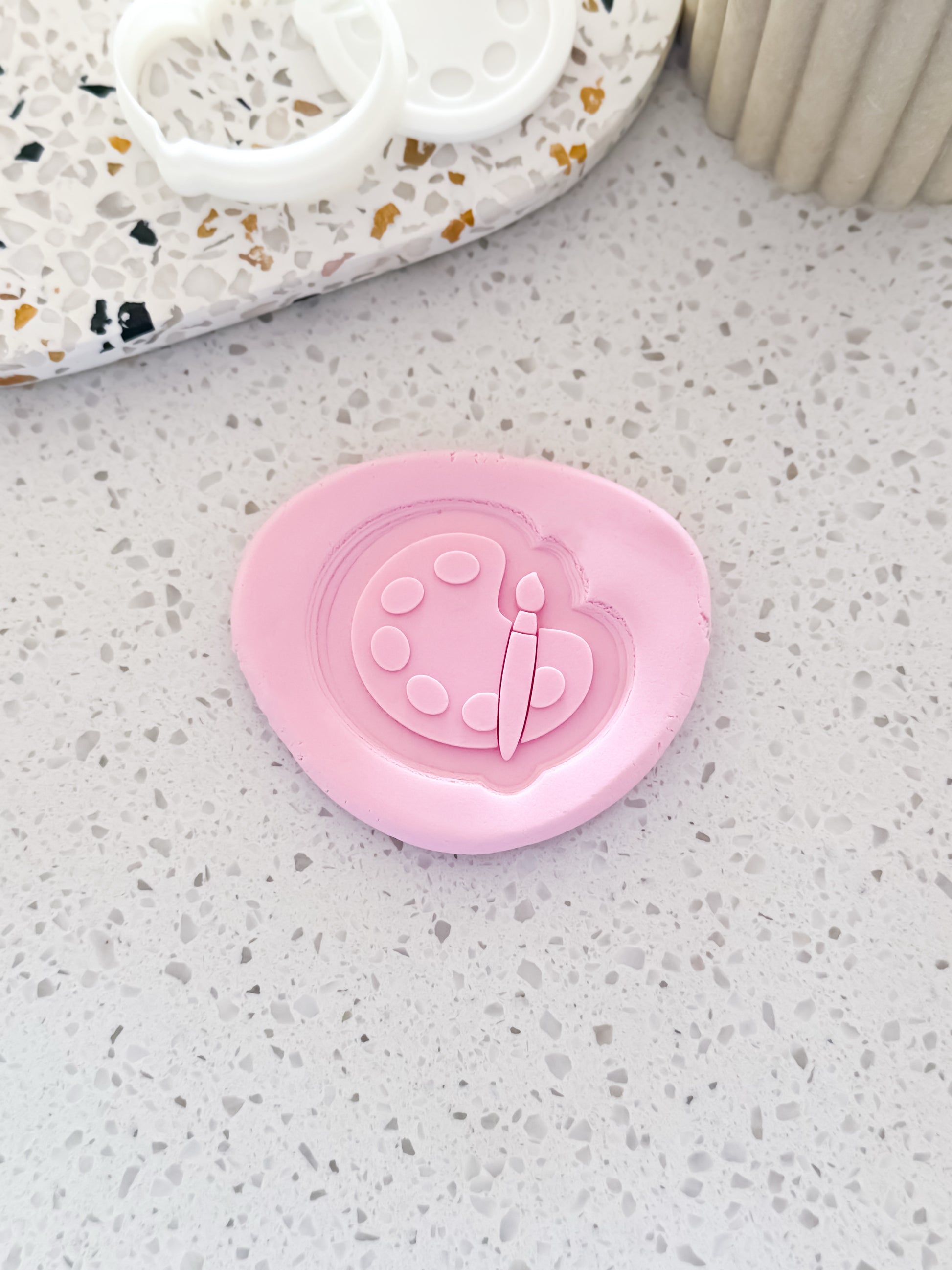 Mini Paint Pallet (With Brush) Stamp & Cutter - Perfect for Fondant & Sugar Cookies