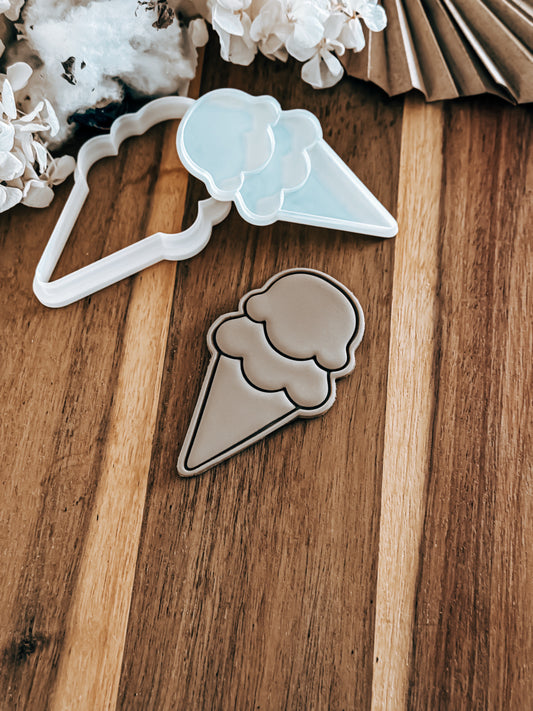 Ice Cream (Double Scoop) Stamp & Cutter - Perfect for Fondant & Sugar Cookies