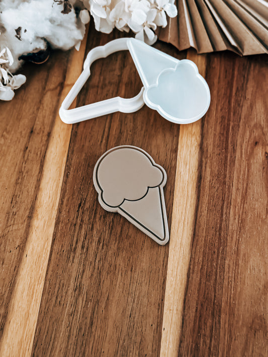 Ice Cream (Simple) Stamp & Cutter - Perfect for Fondant & Sugar Cookies