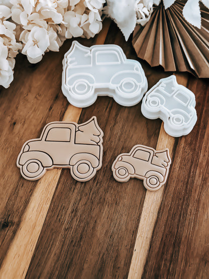 Mini Christmas Truck - Cookie Stamp and Cutter - Ideal for Fondant & Sugar Cookies