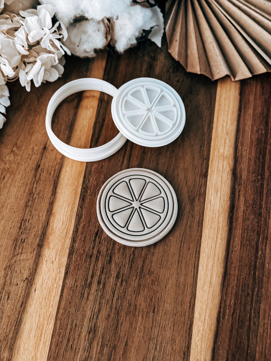 Mini Lemon Round (Half) Stamp & Cutter - Perfect for Fondant & Sugar Cookies
