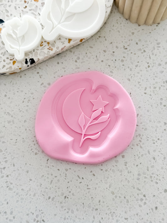 Floral Crescent Stamp & Cutter - Perfect for Fondant & Sugar Cookies