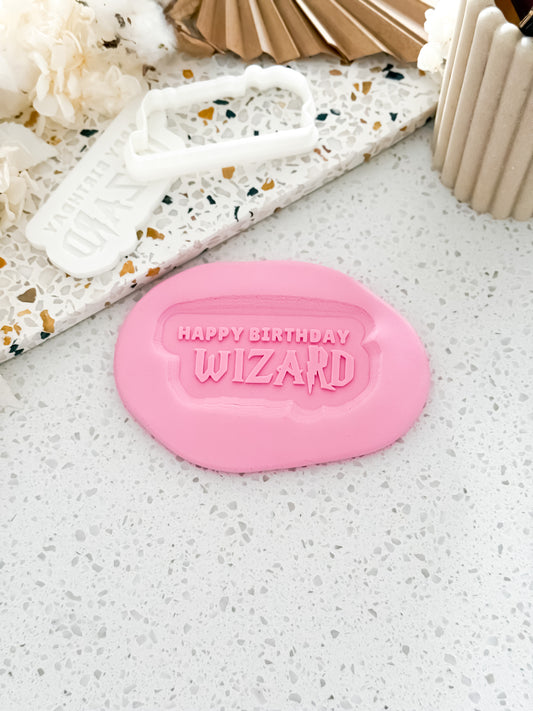 Happy Birthday Wizard Stamp & Cutter - Perfect for Fondant & Sugar Cookies