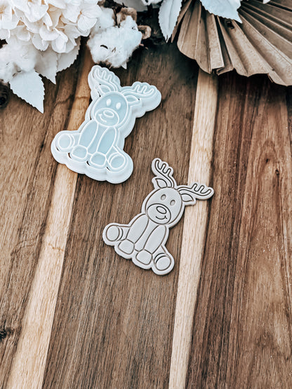 Sitting Reindeer - Cookie Stamp and Cutter - Fondant & Sugar Cookies