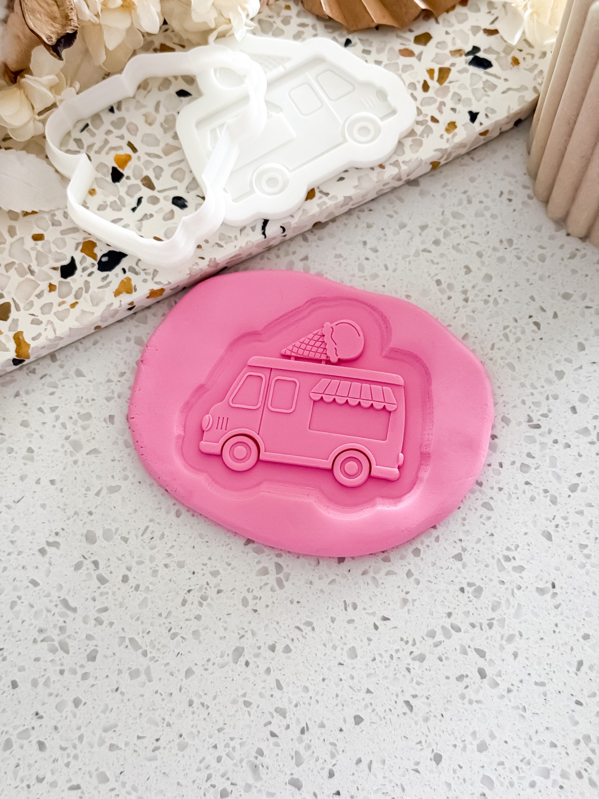 Ice Cream Truck Stamp & Cutter - Perfect for Fondant & Sugar Cookies
