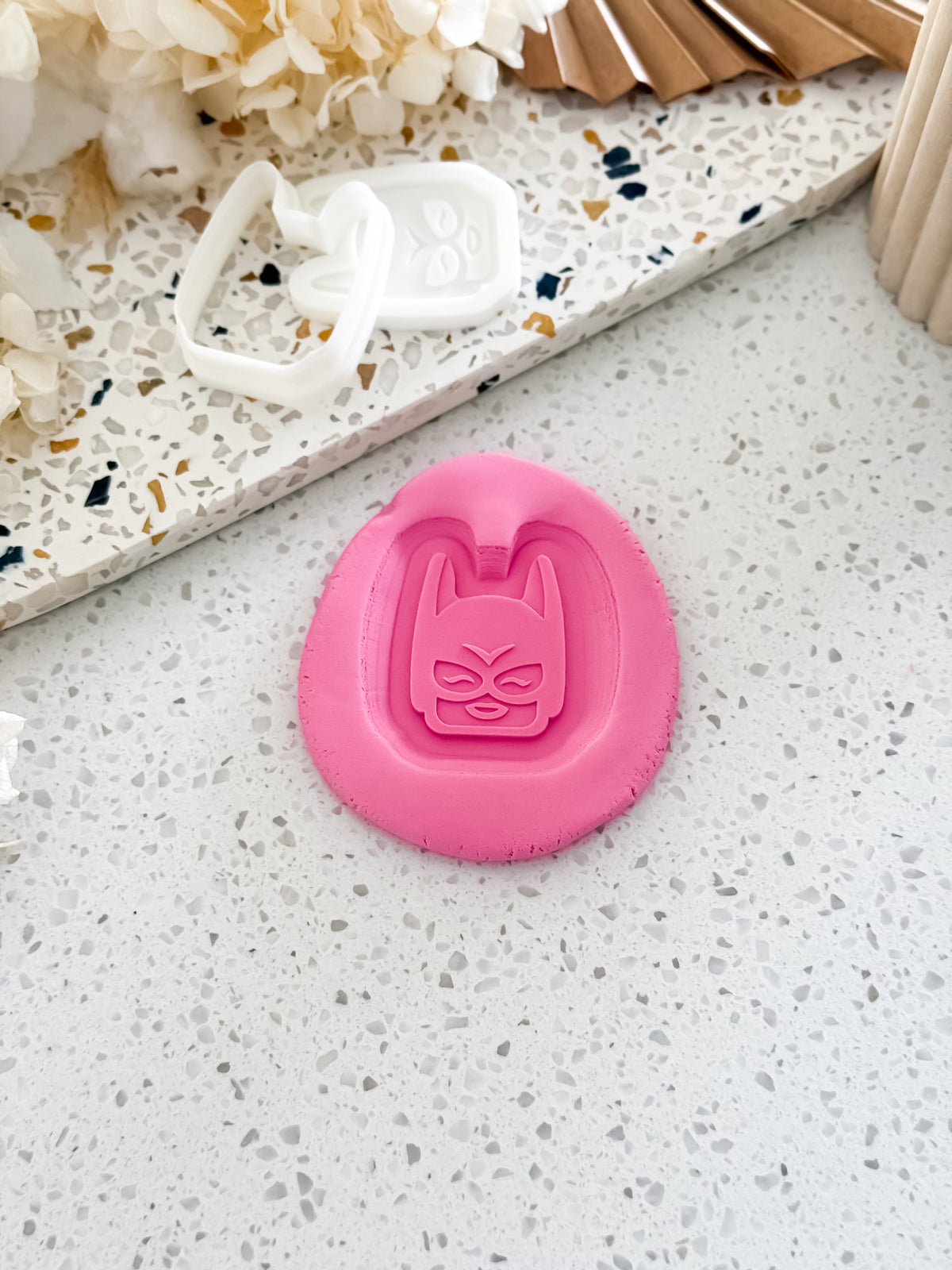Mini Bat Girl Hero Head (Block) Stamp & Cutter - Perfect for Fondant & Sugar Cookies