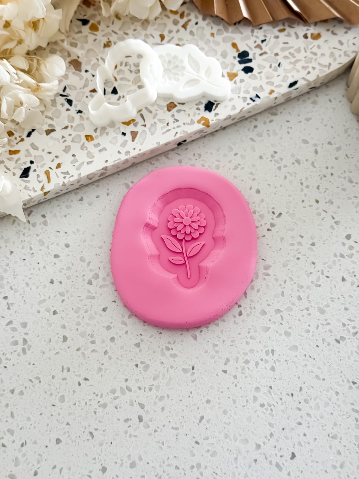 Mini Double Daisy (Stem) Stamp & Cutter - Perfect for Fondant & Sugar Cookies