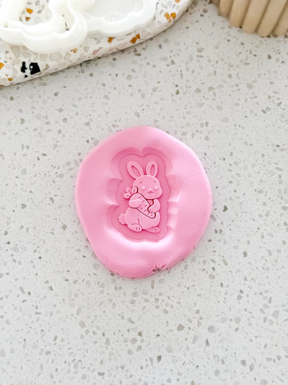 Mini Sunny Bunny (Holding Carrot) Stamp & Cutter - Perfect for Fondant & Sugar Cookies