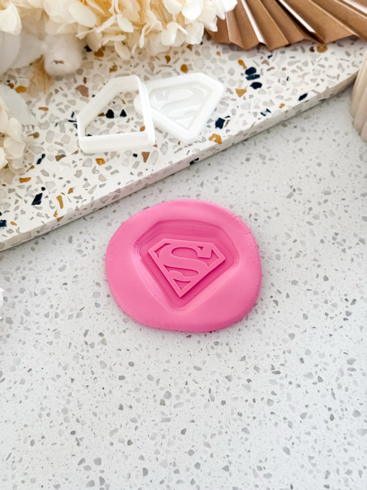 Mini Superhero Shield Stamp & Cutter - Perfect for Fondant & Sugar Cookies