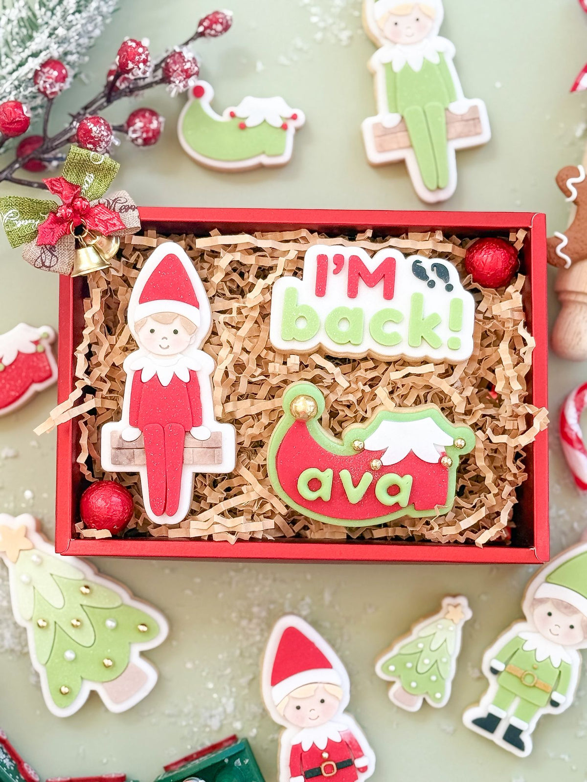 Elf welcome gift box of fondant cookies