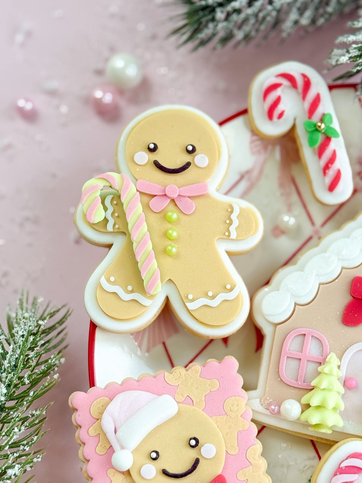 Blue Christmas door fondant cookie