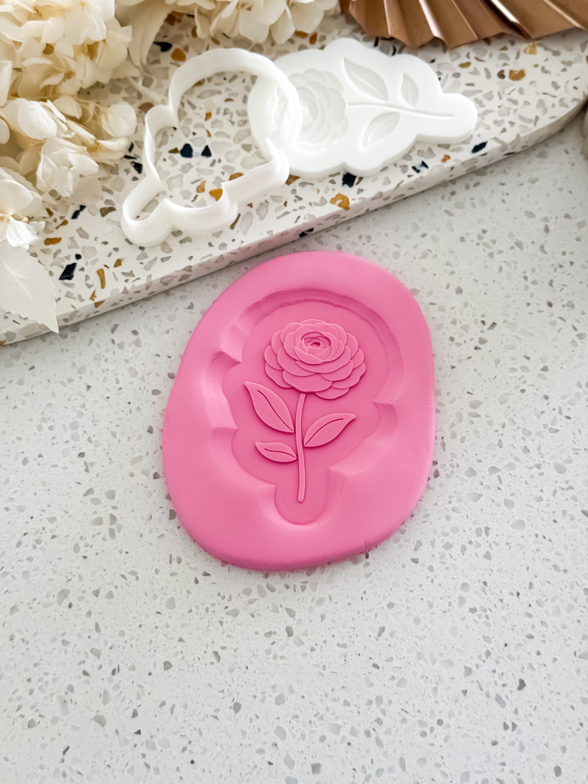Ranunculus Flower (Stem)Stamp & Cutter - Perfect for Fondant & Sugar Cookies