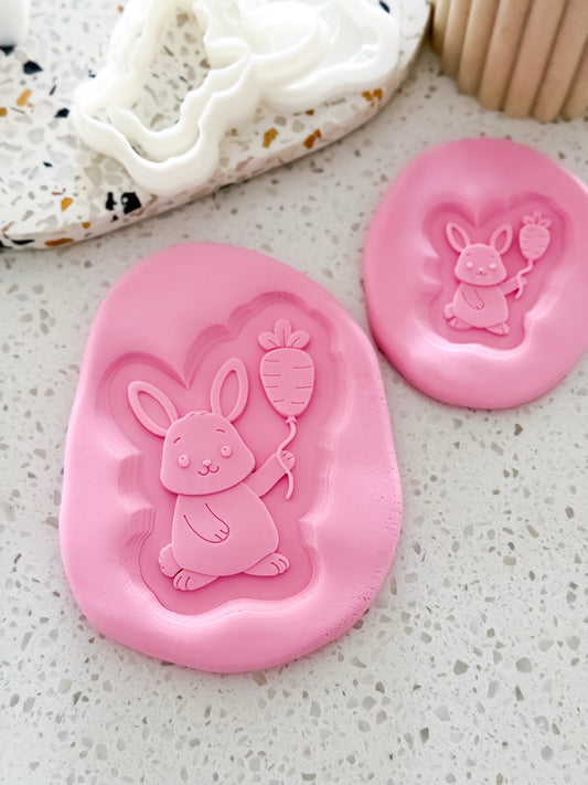 Sunny Bunny (Carrot Balloon) Stamp & Cutter - Perfect for Fondant & Sugar Cookies