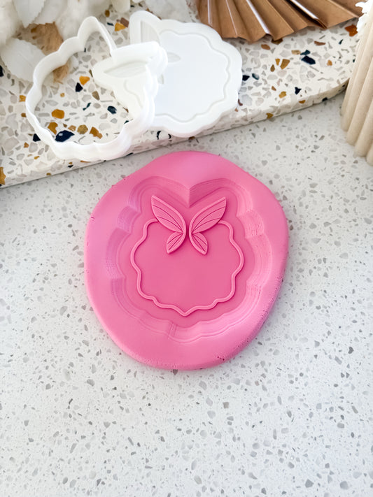 Wavy Fairy Wing Plaque Stamp & Cutter - Perfect for Fondant & Sugar Cookies