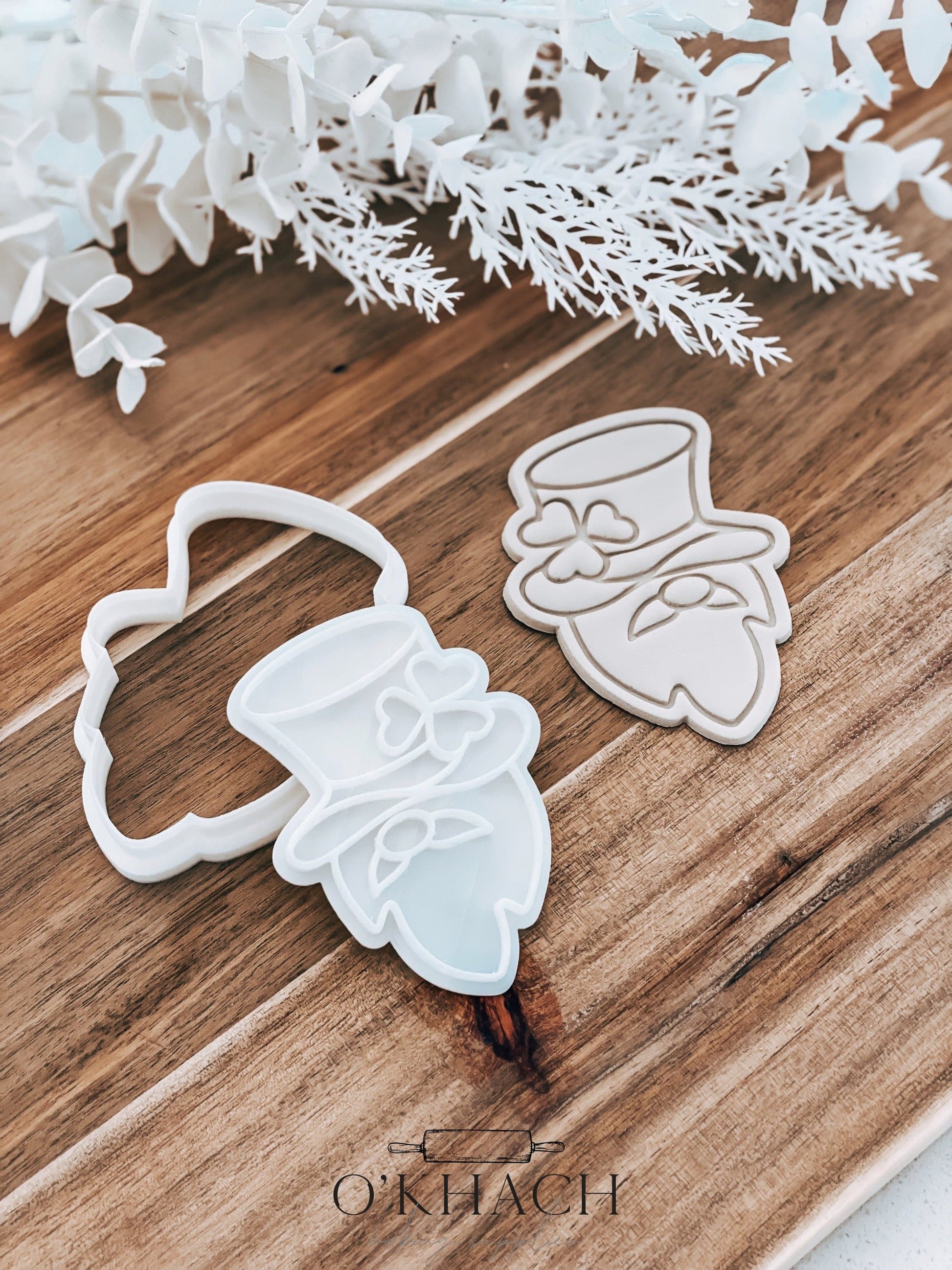 Bearded Leprechaun Cookie Stamp and Cutter - O'Khach Baking Supplies