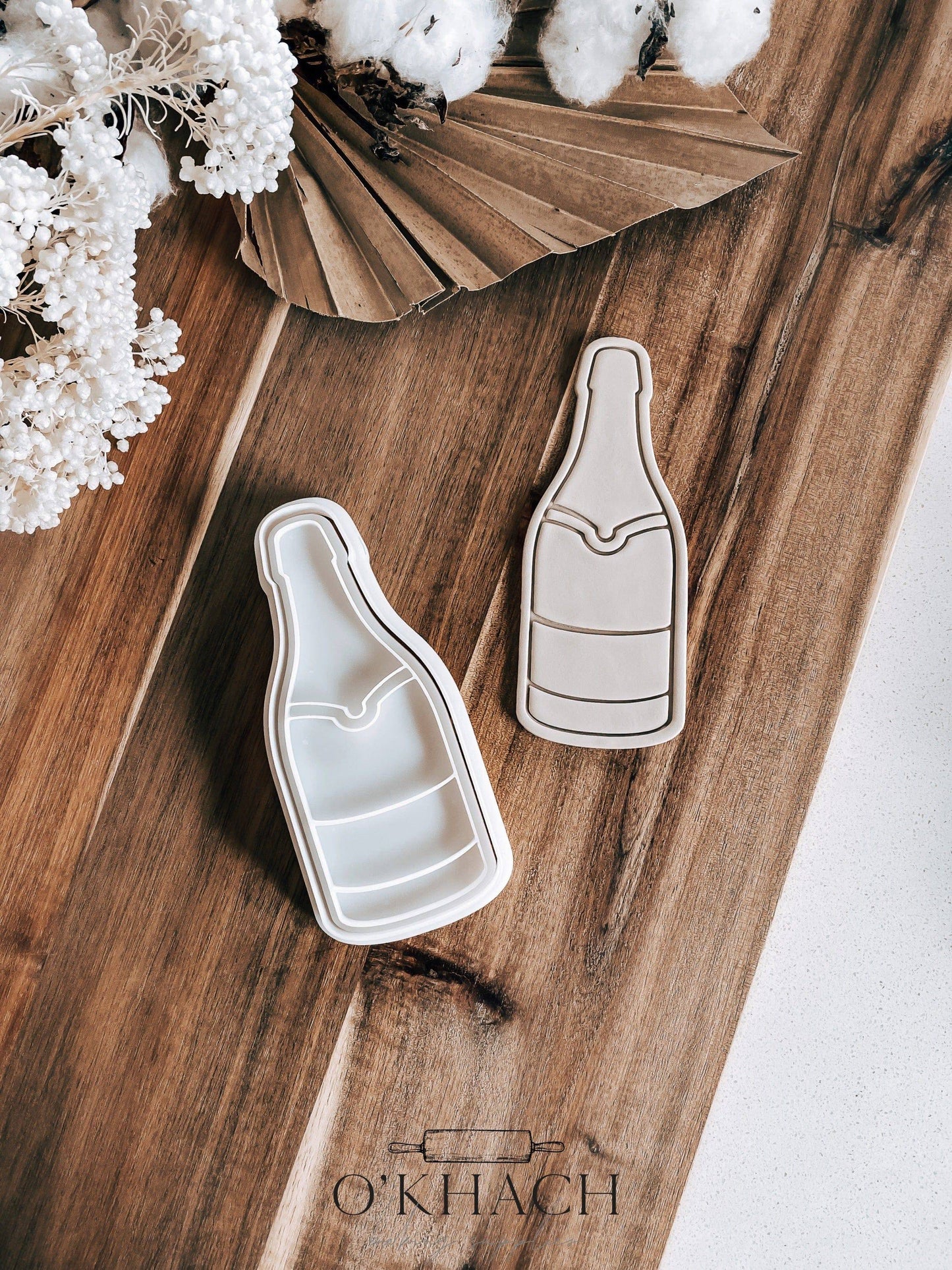 Champagne Bottle Cookie Stamp & Cutter - O'Khach Baking Supplies