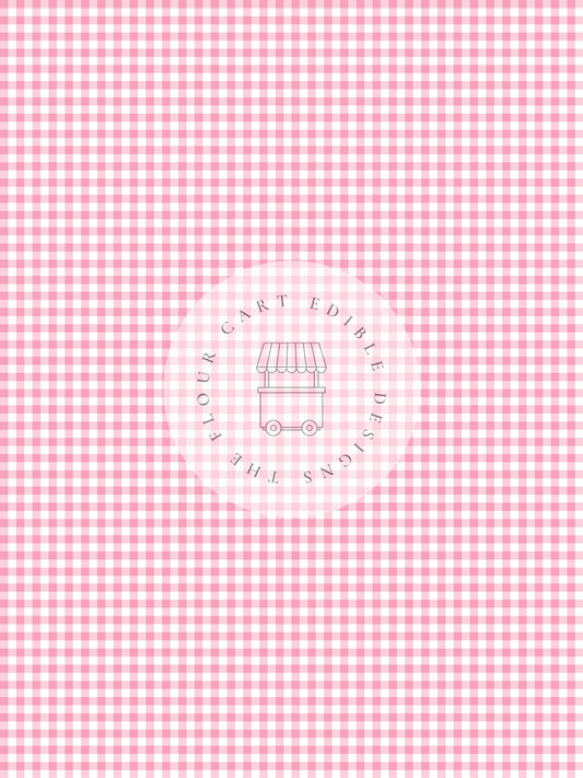 Gingham Pink  - Edible Image - O'Khach Baking Supplies