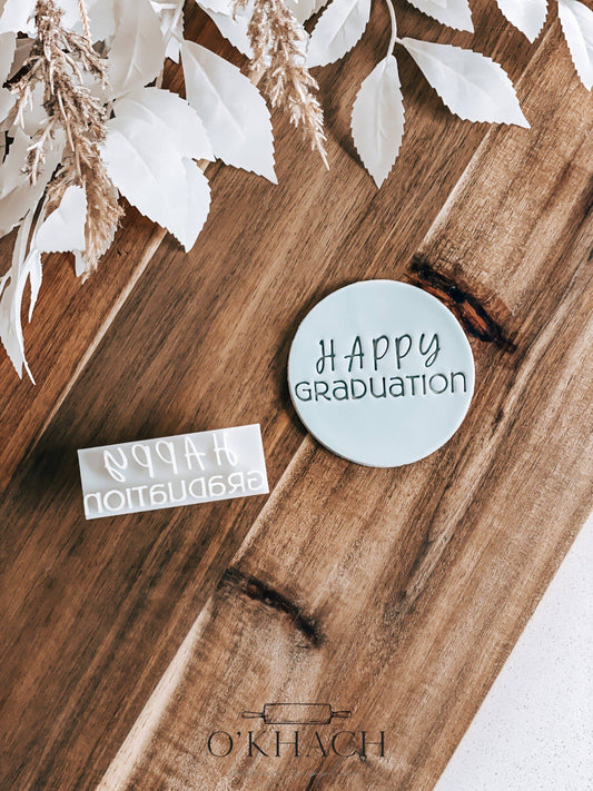 Happy Graduation Cookie Stamp - O'Khach Baking Supplies