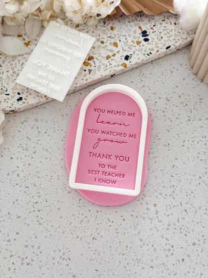Thank you teacher arch fondant cookie with the matching 7cm arch cookie cutter by O'Khach