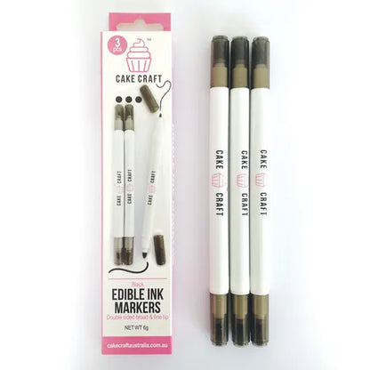 Black Edible Markers 3 pack - Perfect for Fondant & Cookie Decorating
