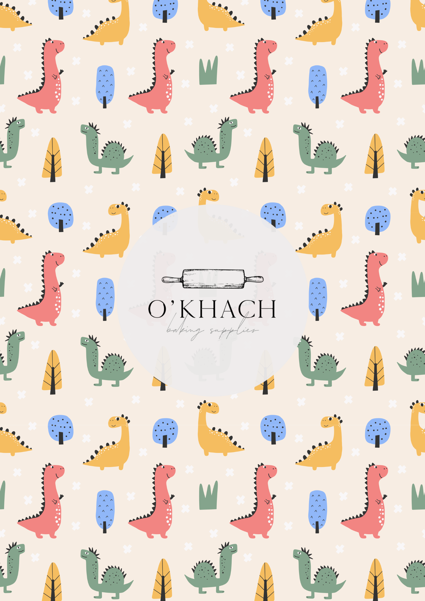 Dino Land Pattern No.1 - Edible Image - Premium Edible Image from O'Khach Baking Supplies - Just $16.99! Shop now at O'Khach Baking Supplies