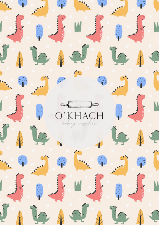 Dino Land Pattern No.1 - Edible Image - Premium Edible Image from O'Khach Baking Supplies - Just $16.99! Shop now at O'Khach Baking Supplies