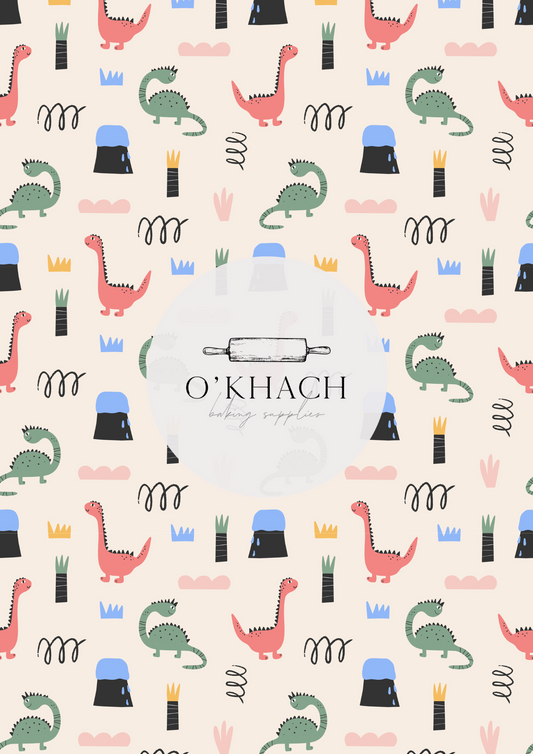 Dino Land Pattern No.18 - Edible Image - Premium Edible Image from O'Khach Baking Supplies - Just $16.99! Shop now at O'Khach Baking Supplies