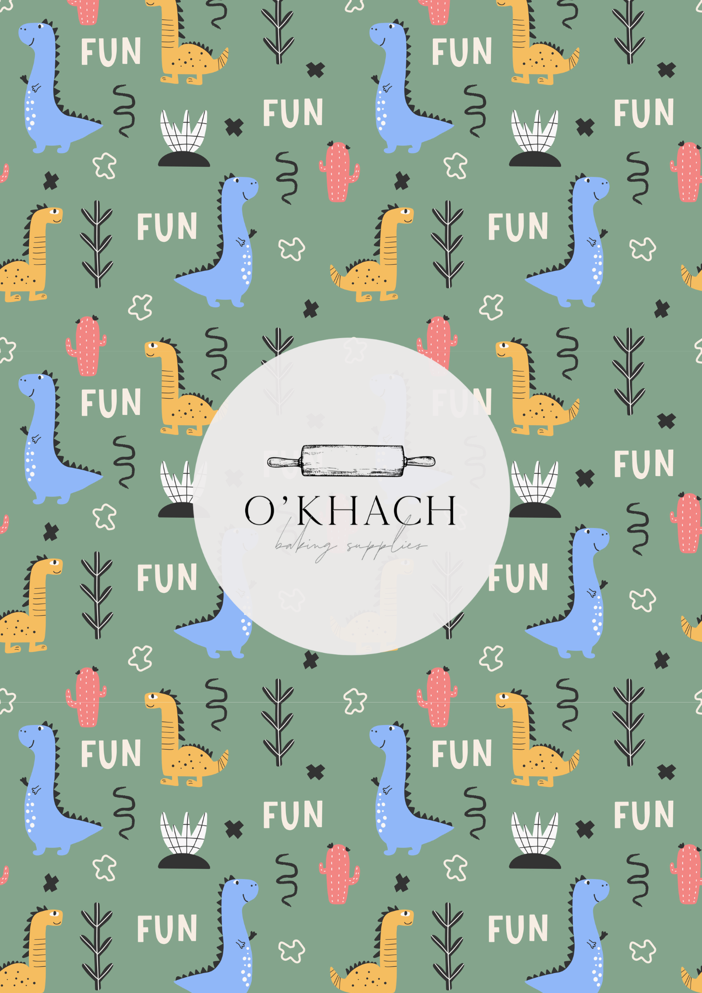 Dino Land Pattern No.45 - Edible Image - Premium Edible Image from O'Khach Baking Supplies - Just $16.99! Shop now at O'Khach Baking Supplies