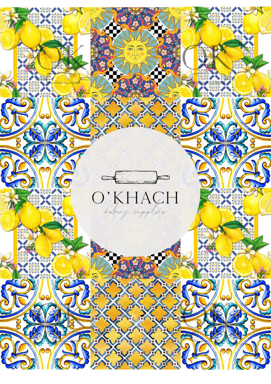 Positano & Lemon Details Pattern No.19 - Edible Image - Premium Edible Image from O'Khach Baking Supplies - Just $16.99! Shop now at O'Khach Baking Supplies