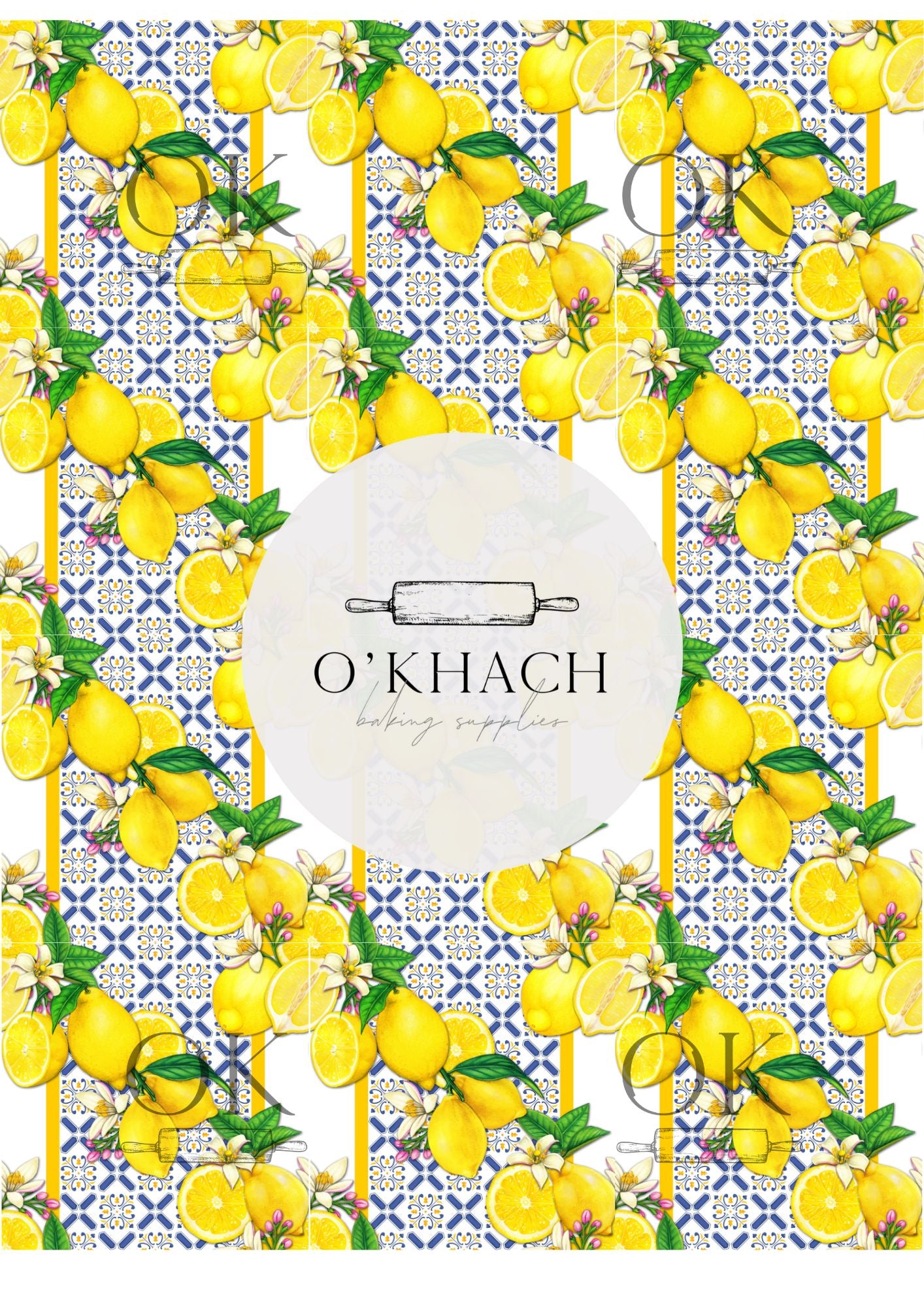 Positano & Lemon Details Pattern No.2 - Edible Image - Premium Edible Image from O'Khach Baking Supplies - Just $16.99! Shop now at O'Khach Baking Supplies