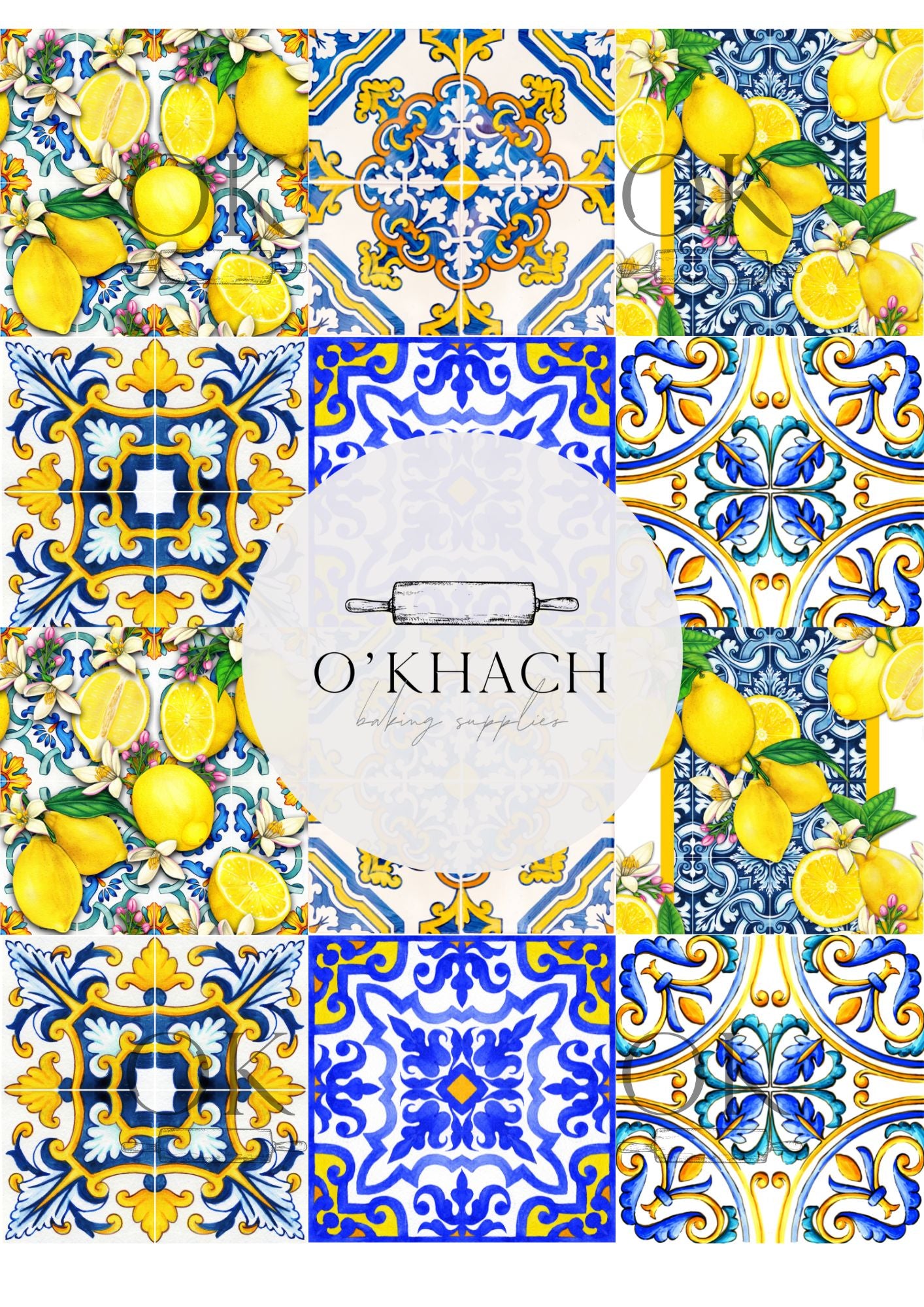 Positano & Lemon Details Pattern No.20 - Edible Image - Premium Edible Image from O'Khach Baking Supplies - Just $16.99! Shop now at O'Khach Baking Supplies