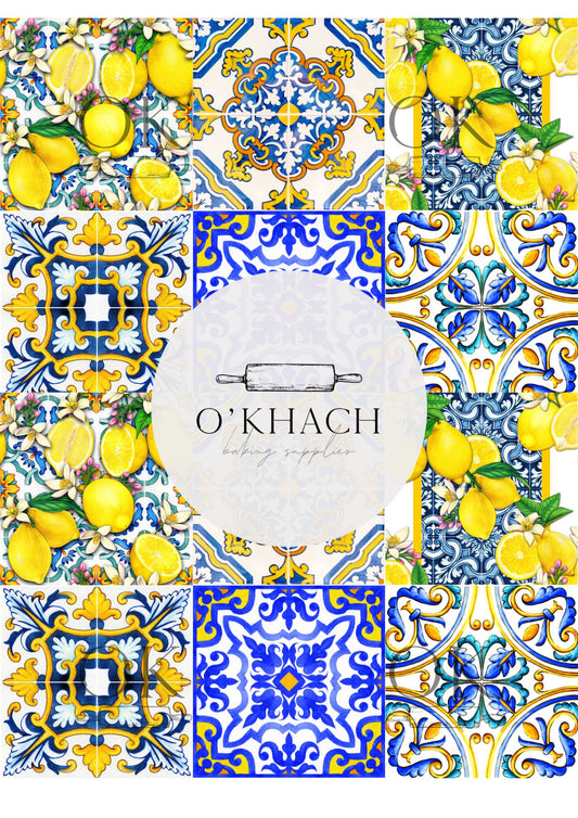 Positano & Lemon Details Pattern No.20 - Edible Image - Premium Edible Image from O'Khach Baking Supplies - Just $16.99! Shop now at O'Khach Baking Supplies