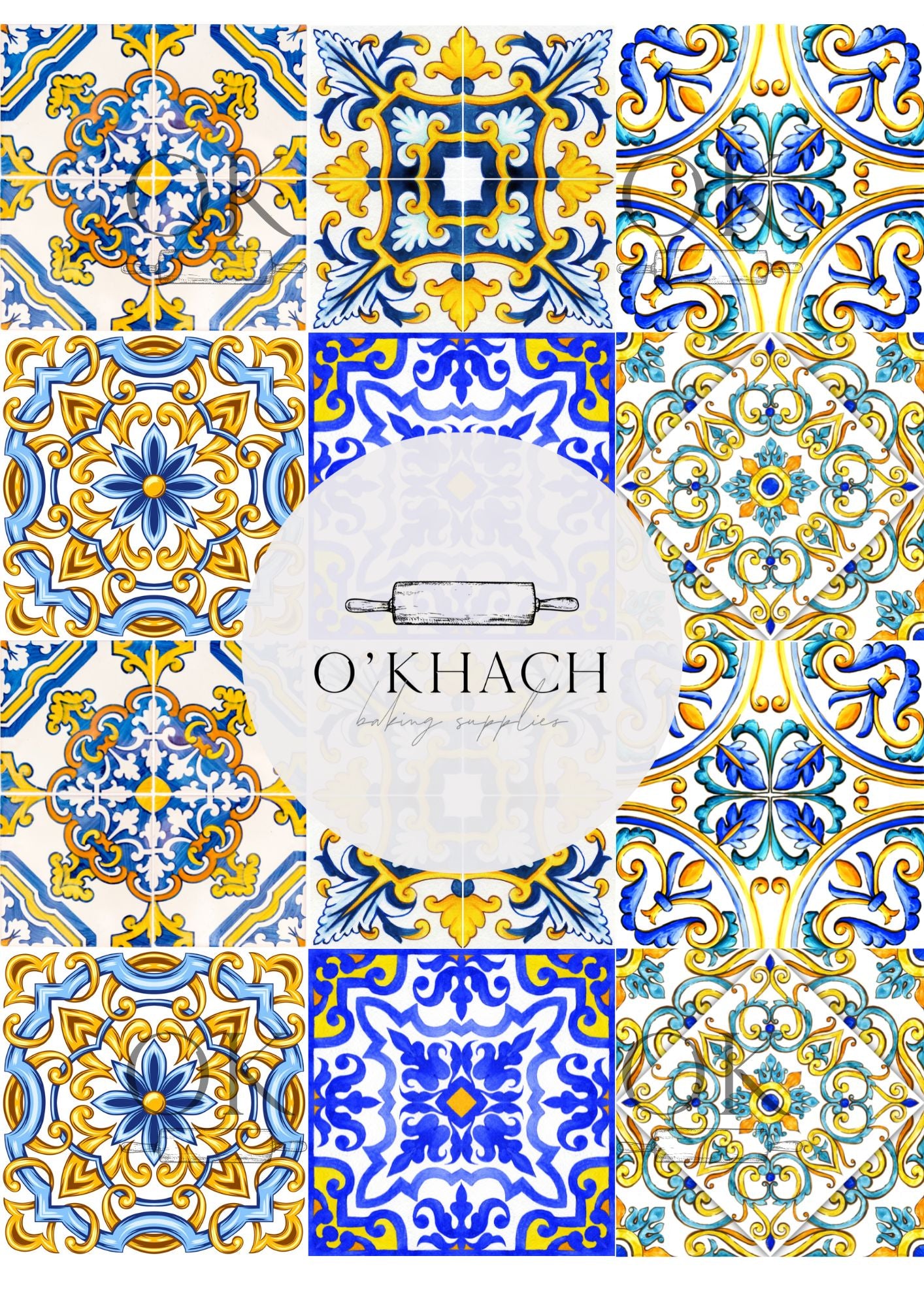 Positano & Lemon Details Pattern No.22 - Edible Image - Premium Edible Image from O'Khach Baking Supplies - Just $16.99! Shop now at O'Khach Baking Supplies