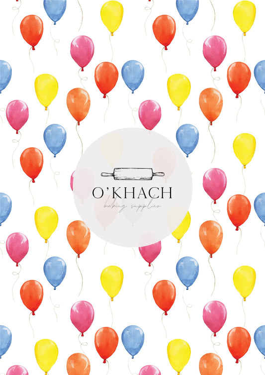 Watercolour Balloon Pattern - Edible Image - Premium Edible Image from O'Khach Baking Supplies - Just $16.99! Shop now at O'Khach Baking Supplies