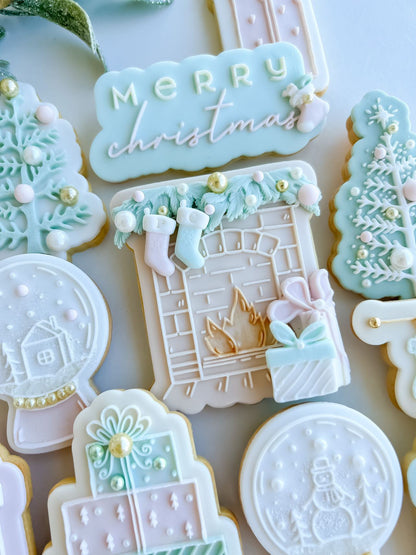 Snowy Christmas Tree 'UP' - Cookie Stamp & Cutter - Fondant & Sugar Cookies